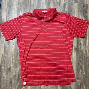 Peter Millar Red Polo with White Stripes
